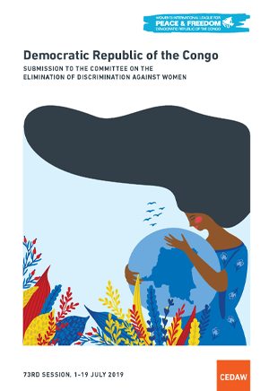 cover of the wilpf drc cedaw submission, with a graphic of a woman